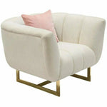 Venus Cream Velvet Barrel Club Chair With Toss Pillow - LOOMLAN - Diamond Sofa - Club Chairs