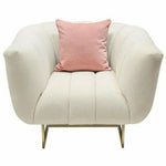 Venus Cream Velvet Barrel Club Chair With Toss Pillow - LOOMLAN - Diamond Sofa - Club Chairs