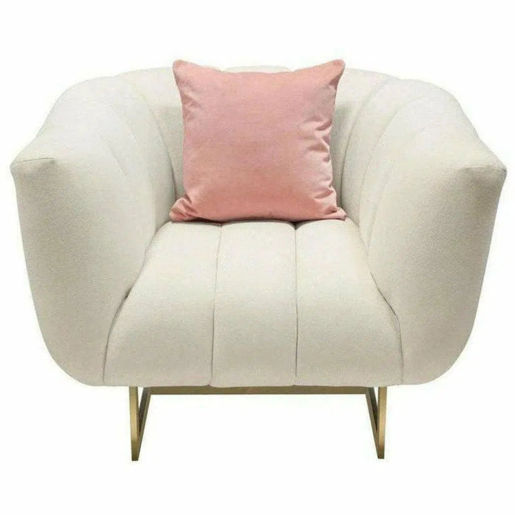 Venus Cream Velvet Barrel Club Chair With Toss Pillow - LOOMLAN - Diamond Sofa - Club Chairs