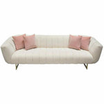 Venus Cream Velvet Sofa With Pink Throw Pillows - LOOMLAN - Diamond Sofa - Sofas & Loveseats