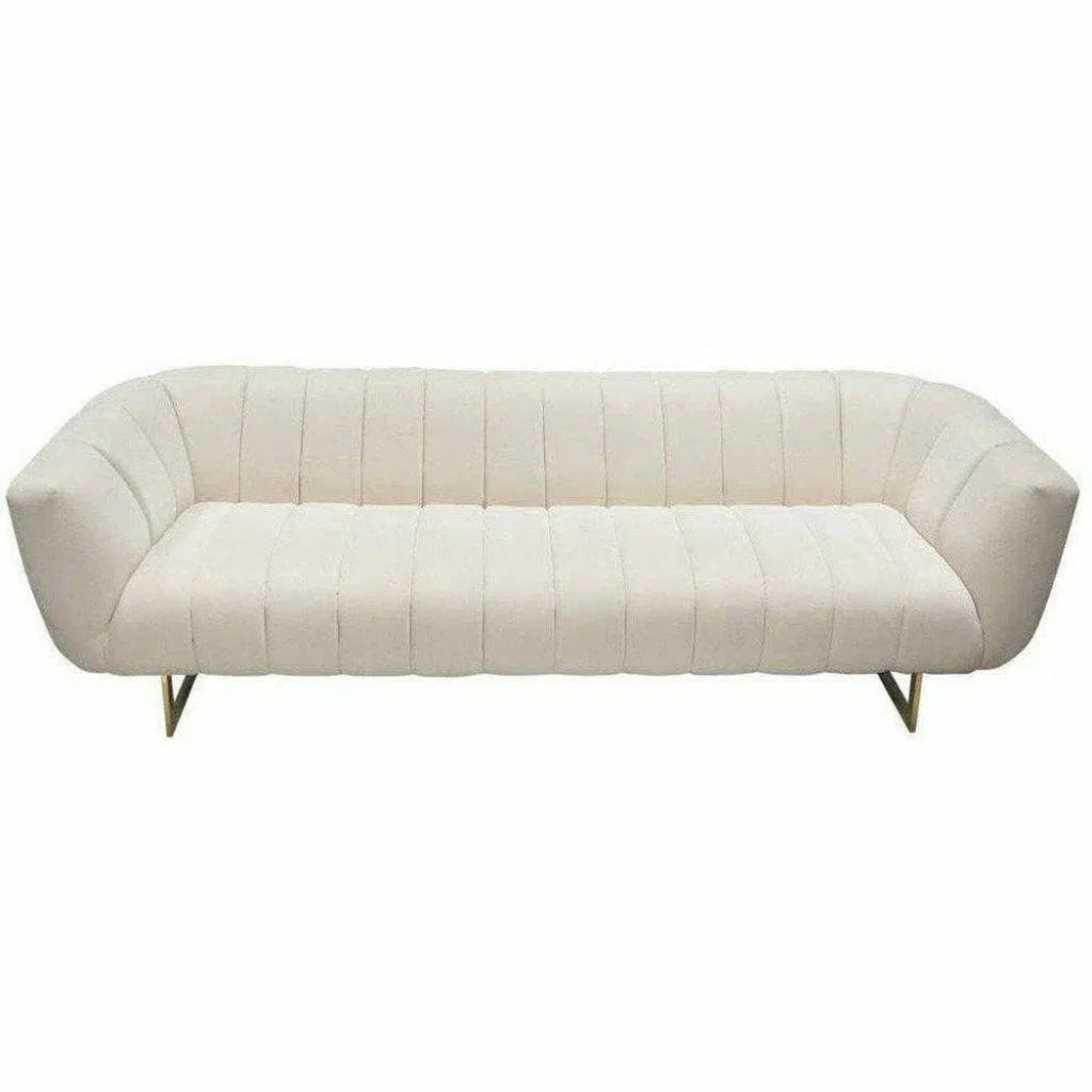 Venus Cream Velvet Sofa With Pink Throw Pillows - LOOMLAN - Diamond Sofa - Sofas & Loveseats