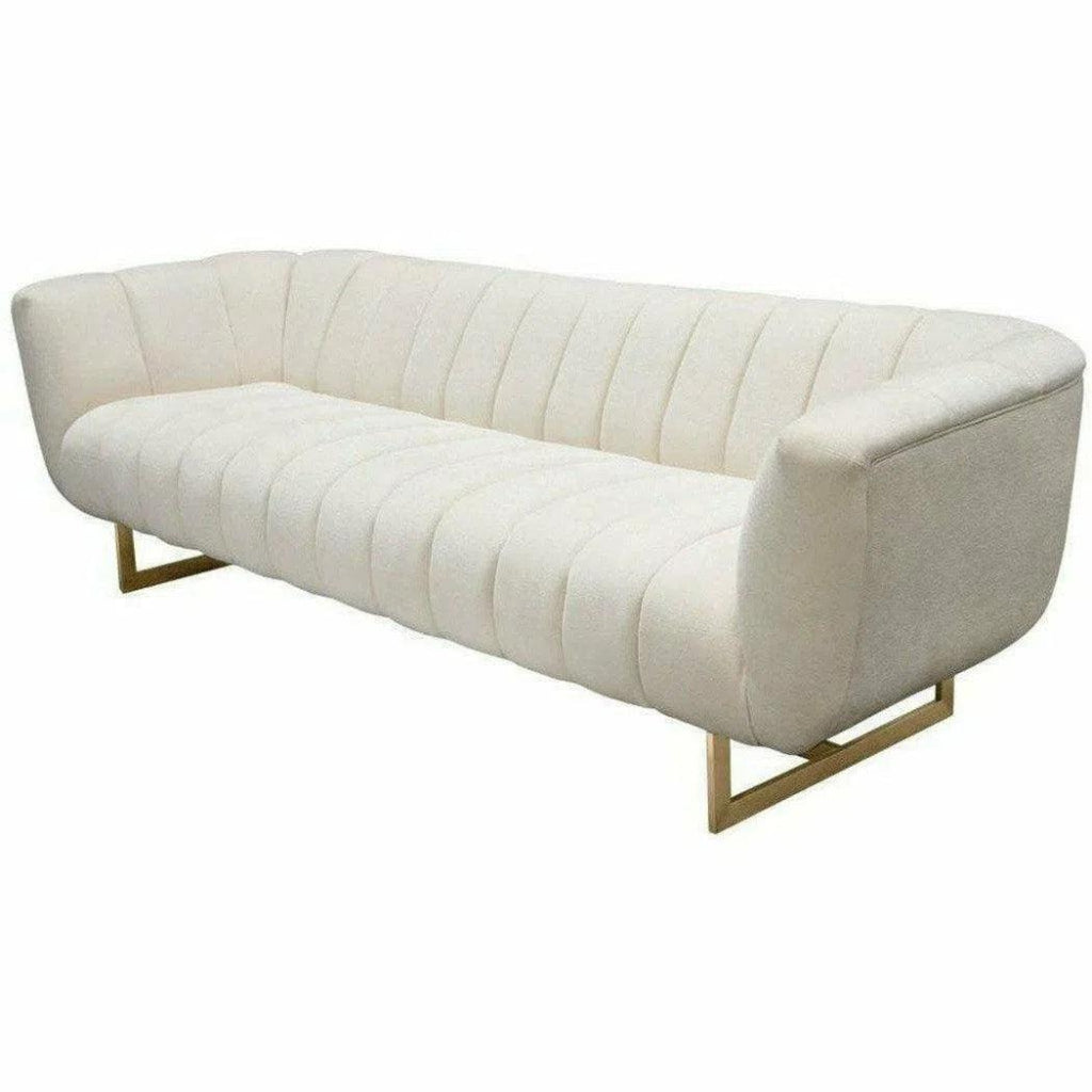 Venus Cream Velvet Sofa With Pink Throw Pillows - LOOMLAN - Diamond Sofa - Sofas & Loveseats