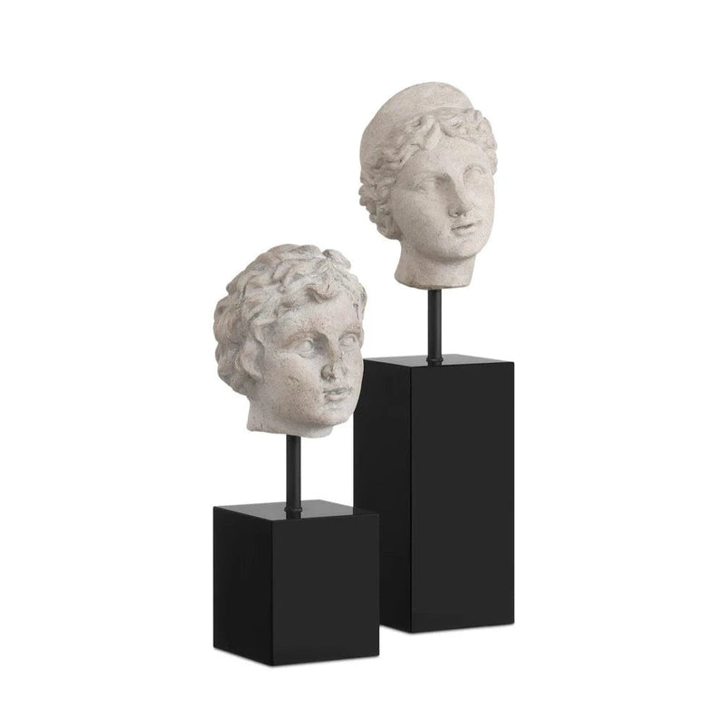 Venus Head On Stand Set Sculpture (Set Of 2) - LOOMLAN - Currey & Co - Statues & Sculptures