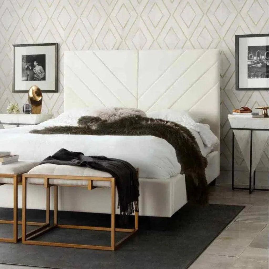 Vogue Cream Fabric Bed Frame - LOOMLAN - Diamond Sofa - Beds