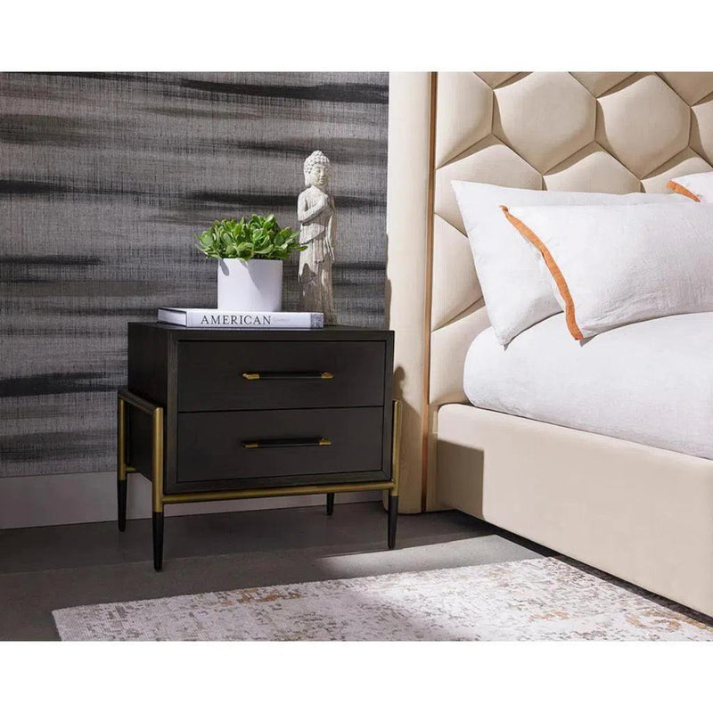 Weldrick Iron Based Wooden Nightstand - LOOMLAN - SUNPAN - Nightstands
