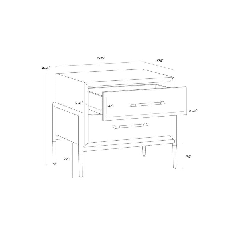 Weldrick Iron Based Wooden Nightstand - LOOMLAN - SUNPAN - Nightstands