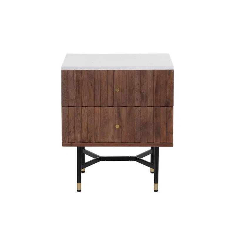 Wellington Wooden Marble Nightstand - LOOMLAN - SUNPAN - Nightstands