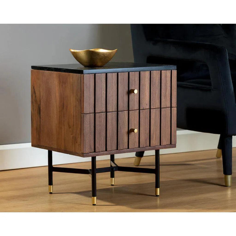 Wellington Wooden Marble Nightstand - LOOMLAN - SUNPAN - Nightstands