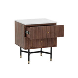 Wellington Wooden Marble Nightstand - LOOMLAN - SUNPAN - Nightstands
