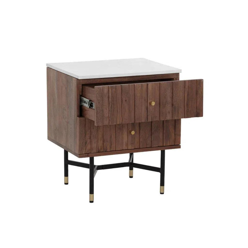 Wellington Wooden Marble Nightstand - LOOMLAN - SUNPAN - Nightstands