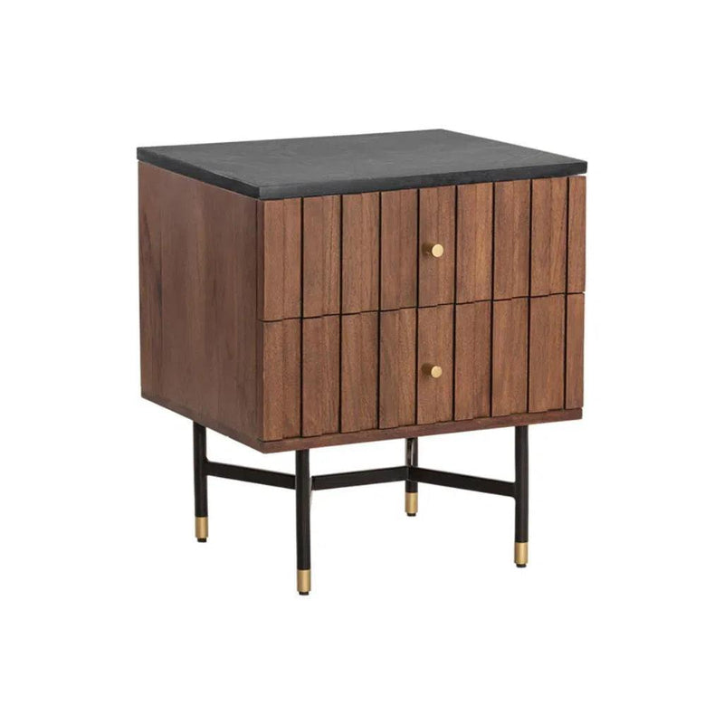 Wellington Wooden Marble Nightstand - LOOMLAN - SUNPAN - Nightstands