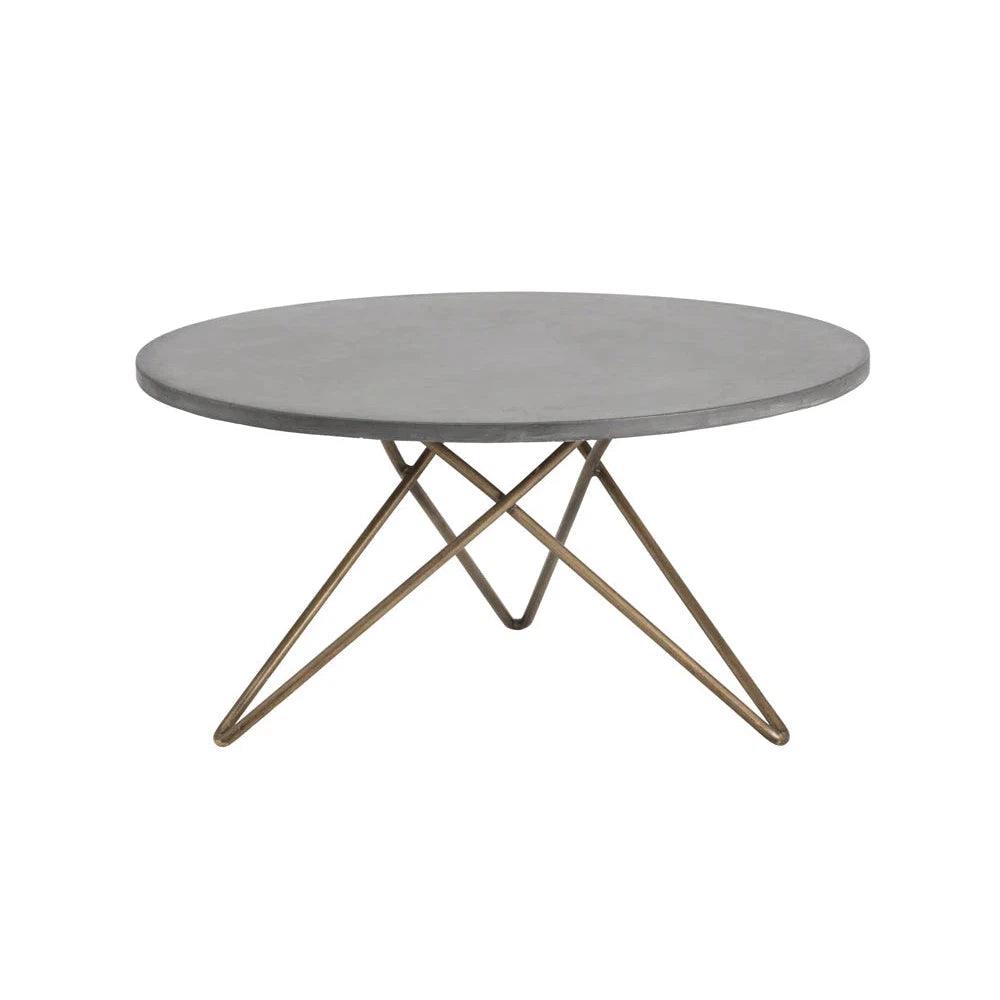 Wesley Coffee Table Concrete Antique Brass Base - LOOMLAN - SUNPAN - Coffee Tables