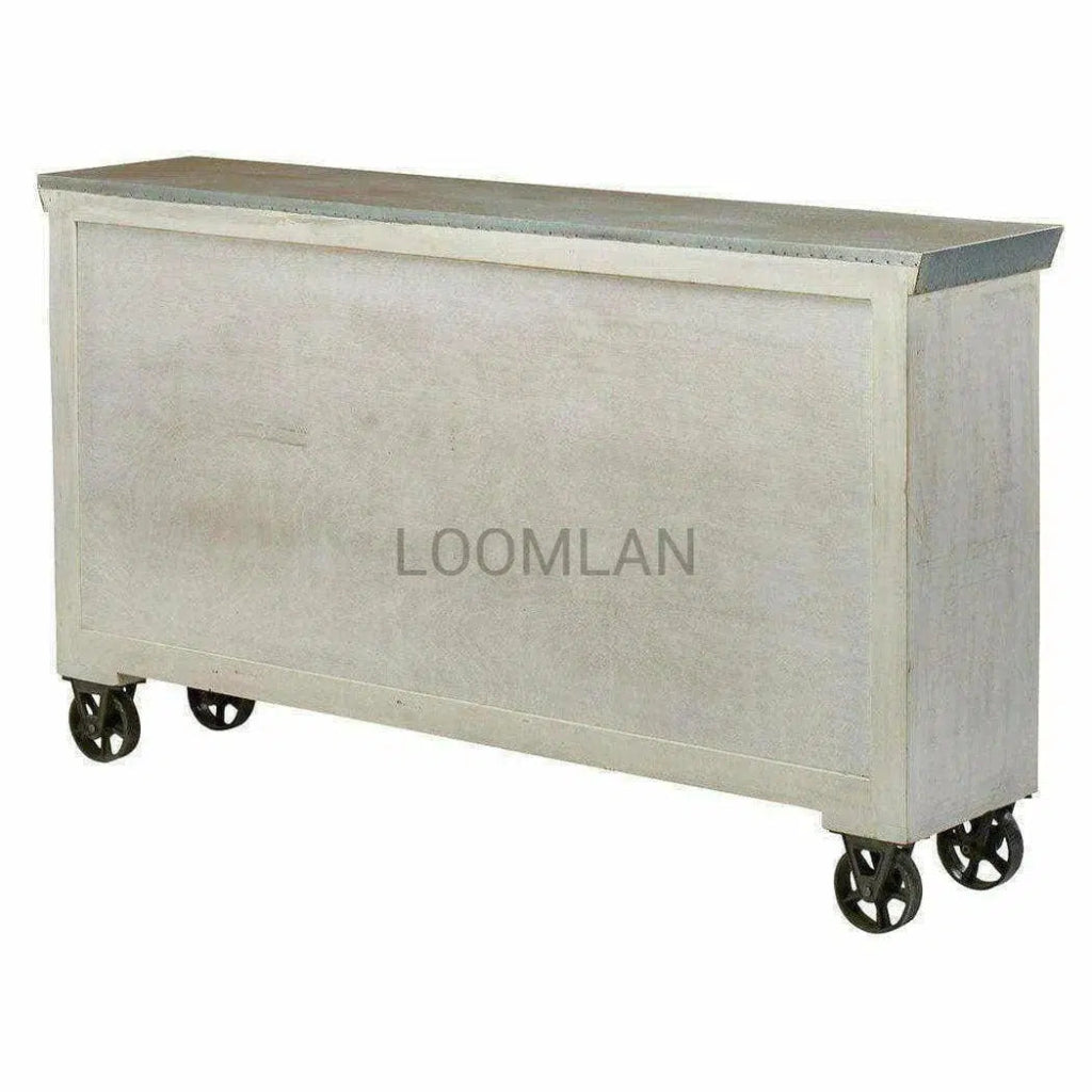 White 3 Drawer Wheeled Sideboard - LOOMLAN - LOOMLAN - Sideboards