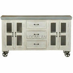 White 3 Drawer Wheeled Sideboard - LOOMLAN - LOOMLAN - Sideboards