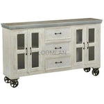 White 3 Drawer Wheeled Sideboard - LOOMLAN - LOOMLAN - Sideboards