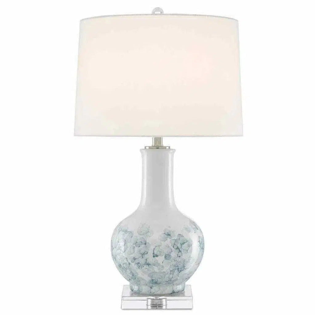 White Blue Clear Myrtle Table Lamp - LOOMLAN - Currey & Co - Table Lamps