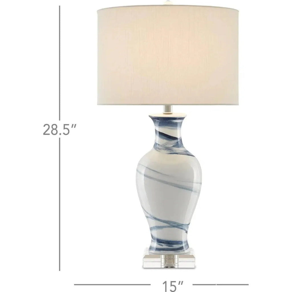 White Blue Hanni Table Lamp - LOOMLAN - Currey & Co - Table Lamps