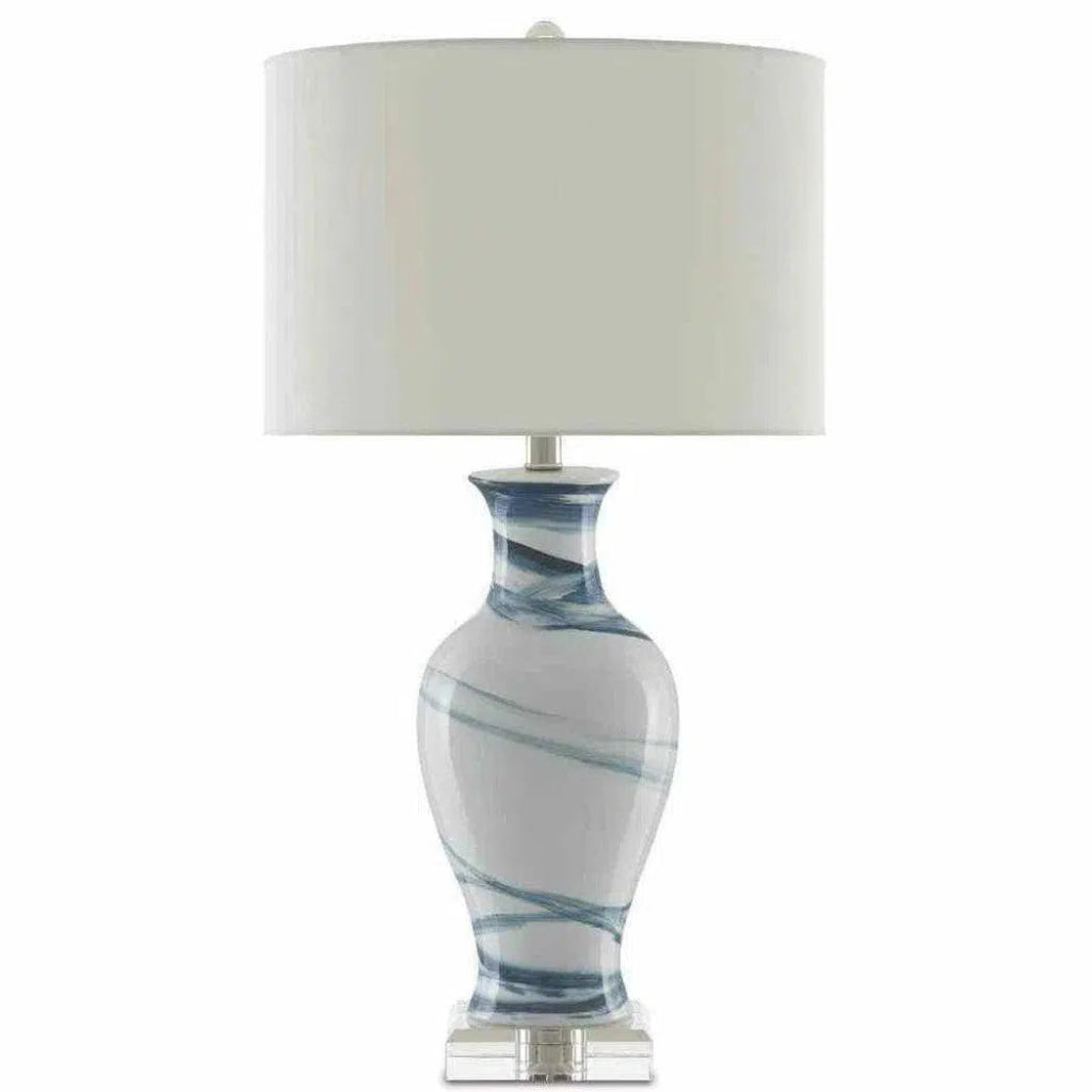 White Blue Hanni Table Lamp - LOOMLAN - Currey & Co - Table Lamps