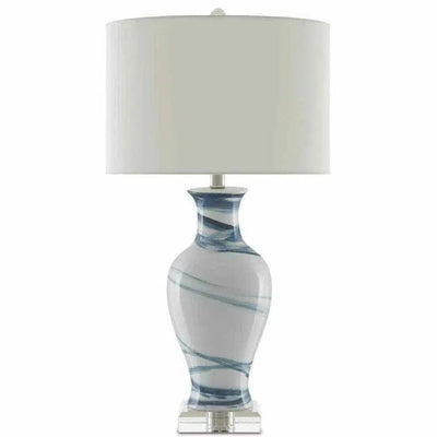 White Blue Hanni Table Lamp - LOOMLAN - Currey & Co - Table Lamps