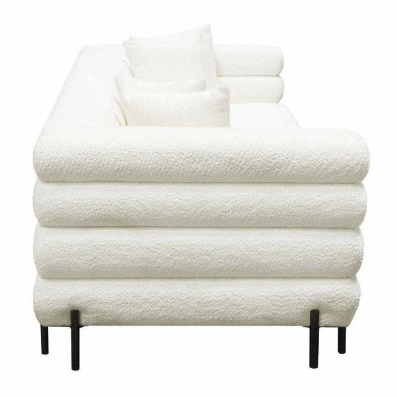 White Boucle Sherpa Low Profile Sofa Throw Pillows - LOOMLAN - Diamond Sofa - Sofas & Loveseats