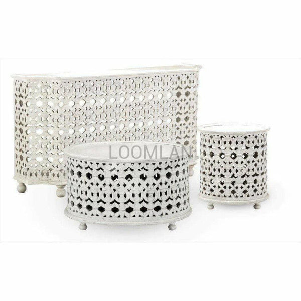 White Carved Console Table for Entryway - LOOMLAN - LOOMLAN - Console Tables