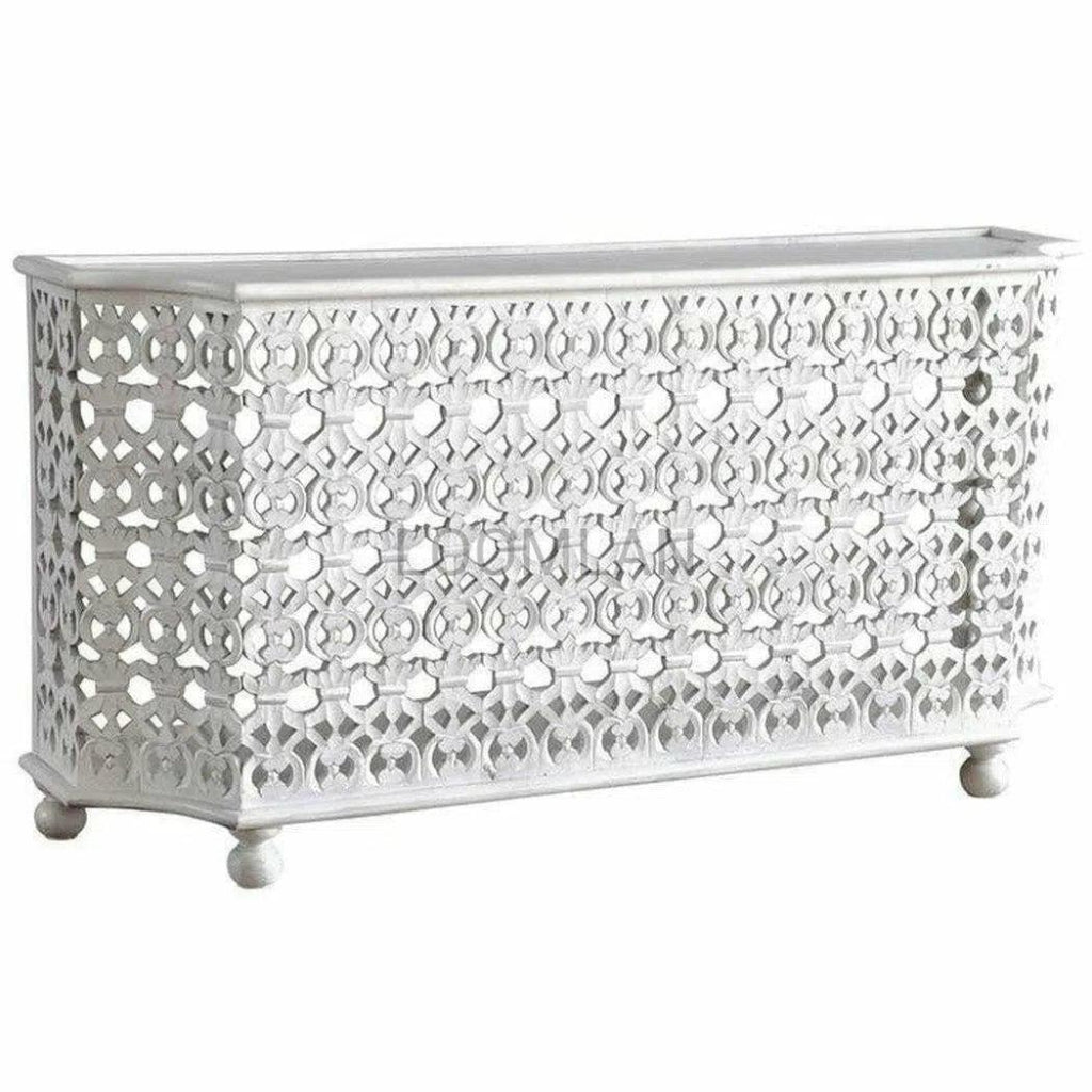 White Carved Console Table for Entryway - LOOMLAN - LOOMLAN - Console Tables