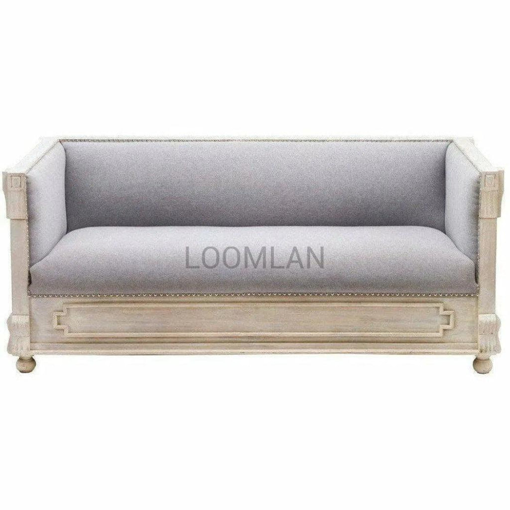 White Carved Wood Bohemian Sofa Gray - LOOMLAN - LOOMLAN - Sofas & Loveseats