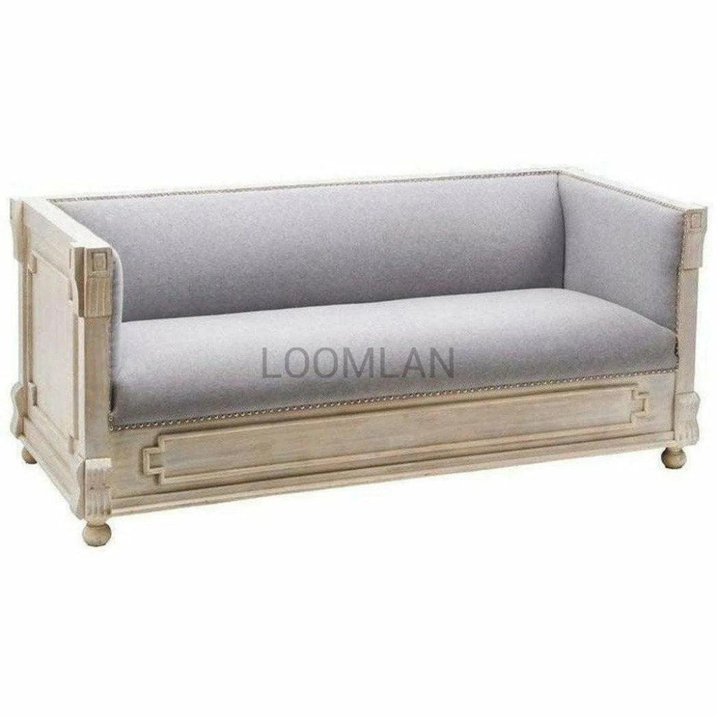 White Carved Wood Bohemian Sofa Gray - LOOMLAN - LOOMLAN - Sofas & Loveseats