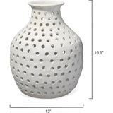 White Ceramic Porous Vase - LOOMLAN - Jamie Young - Vases & Jars