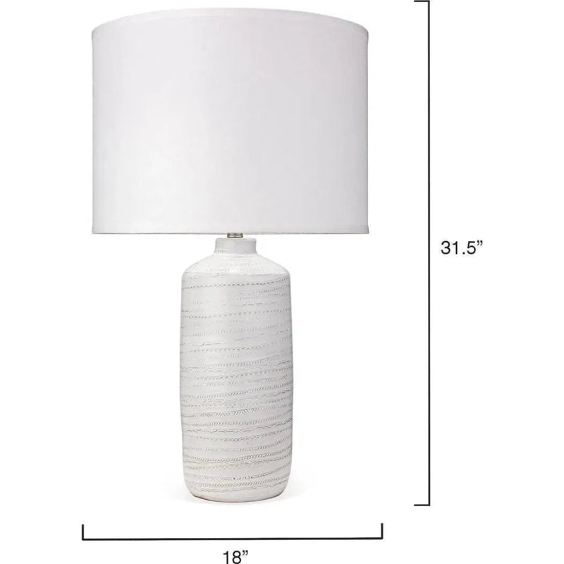 White Ceramic Trace Table Lamp - LOOMLAN - Jamie Young - Table Lamps