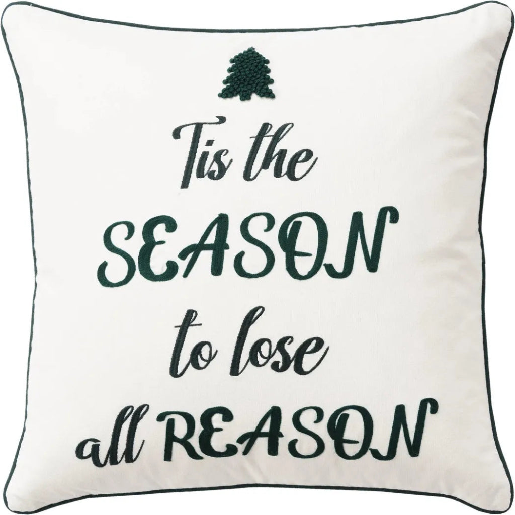 White Christmas Throw Pillow White Welted Season - LOOMLAN - LOOMLAN - Throw Pillows