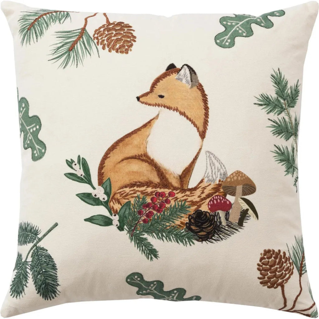 White Christmas Throw Pillow Woodland Fox - LOOMLAN - LOOMLAN - Throw Pillows