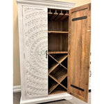 White Coastal Tall Bar Cabinet for Home Bar - LOOMLAN - LOOMLAN - Home Bar Cabinets