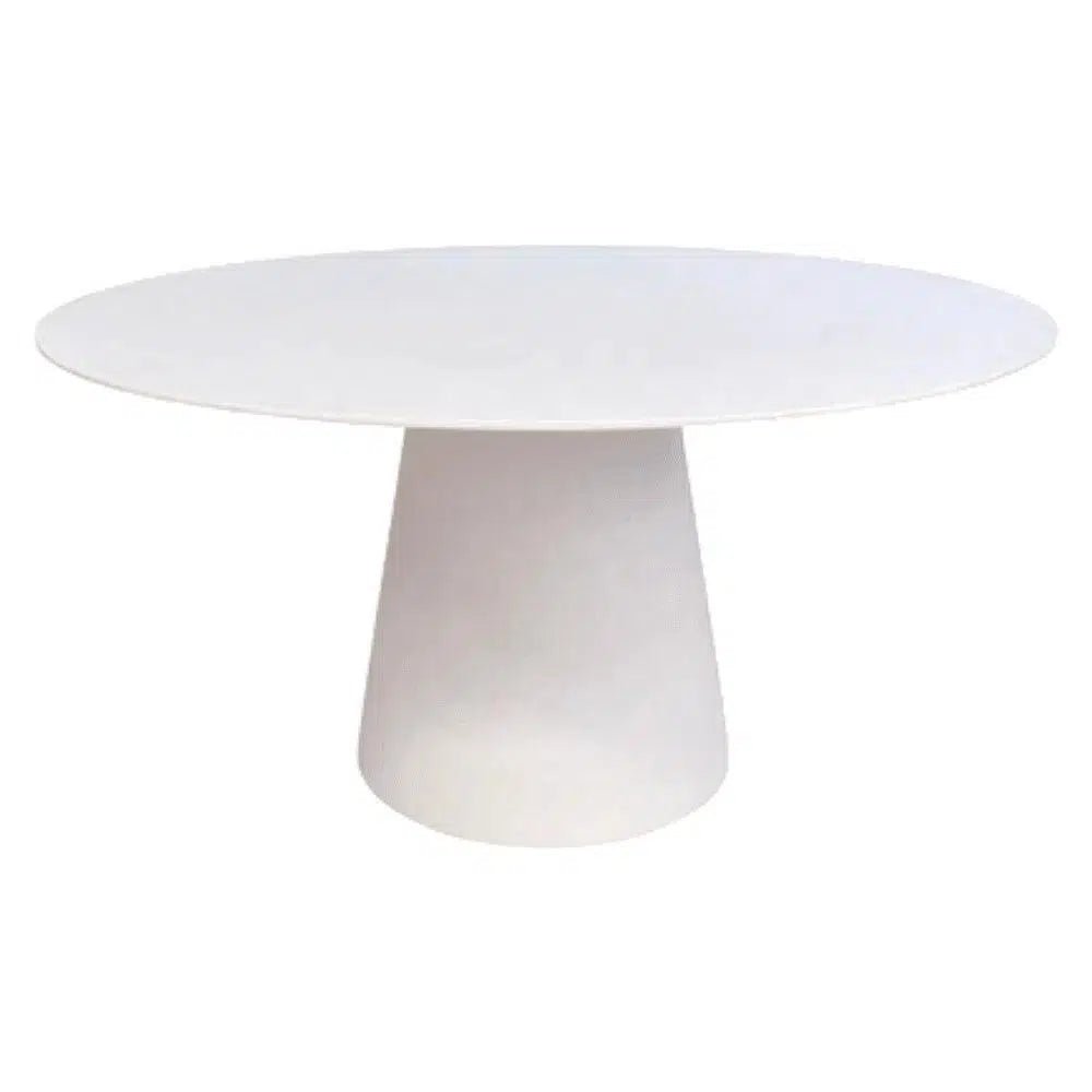 White Concrete Round Dining Table Indoor Outdoor Use - LOOMLAN - Artesia - Outdoor Dining Tables