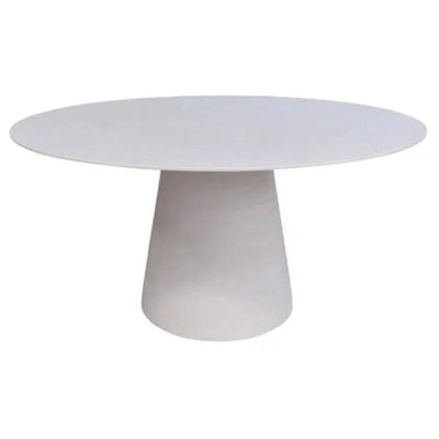 White Concrete Round Dining Table Indoor Outdoor Use - LOOMLAN - Artesia - Outdoor Dining Tables