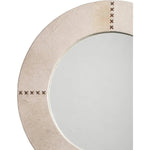 White Cowhide Leather Round Cross Stitch Wall Mirror - LOOMLAN - Jamie Young - Wall Mirrors