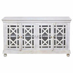 White Glass Trellis Doors Sideboard Cabinet - LOOMLAN - LOOMLAN - Sideboards