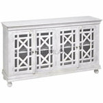 White Glass Trellis Doors Sideboard Cabinet - LOOMLAN - LOOMLAN - Sideboards