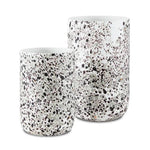 White Gray Pari White Confetti Vase Set of 2 - LOOMLAN - Currey & Co - Vases & Jars