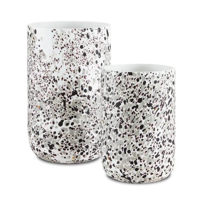 White Gray Pari White Confetti Vase Set of 2 - LOOMLAN - Currey & Co - Vases & Jars