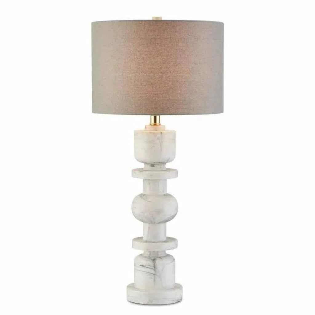 White Gray Sasha White Table Lamp - LOOMLAN - Currey & Co - Table Lamps