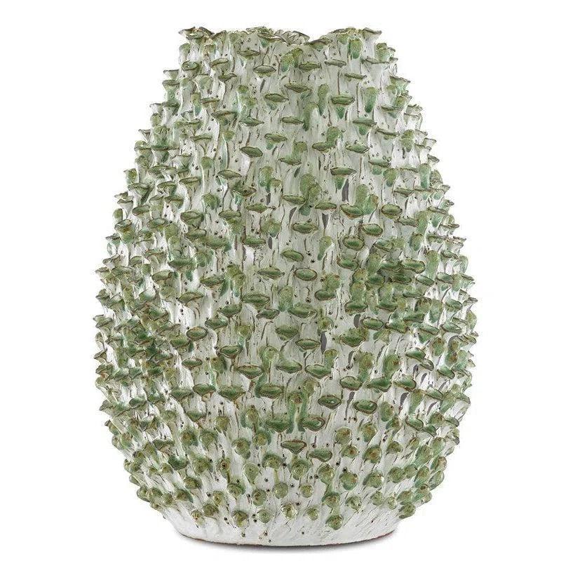 White Green Milione Medium Vase - LOOMLAN - Currey & Co - Vases & Jars