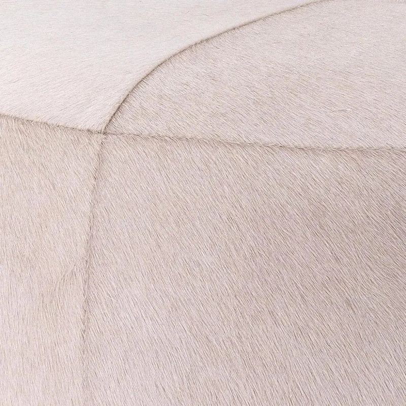 White Hide & Small Thackeray Round Pouf - LOOMLAN - Jamie Young - Poufs and Stools