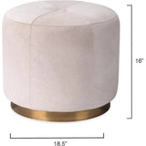 White Hide & Small Thackeray Round Pouf - LOOMLAN - Jamie Young - Poufs and Stools