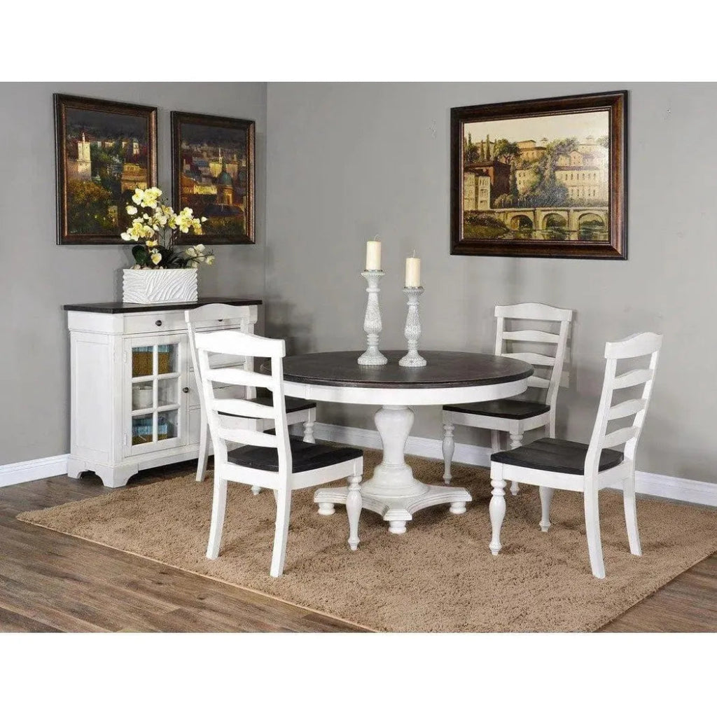 White Ladderback Dining Chair Wooden Seat - LOOMLAN - Sunny D - Dining Chairs