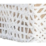 White Leather Woven Lulua Dining Armchair Teak - LOOMLAN - Artesia - Dining Chairs