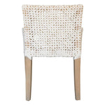 White Leather Woven Lulua Dining Armchair Teak - LOOMLAN - Artesia - Dining Chairs