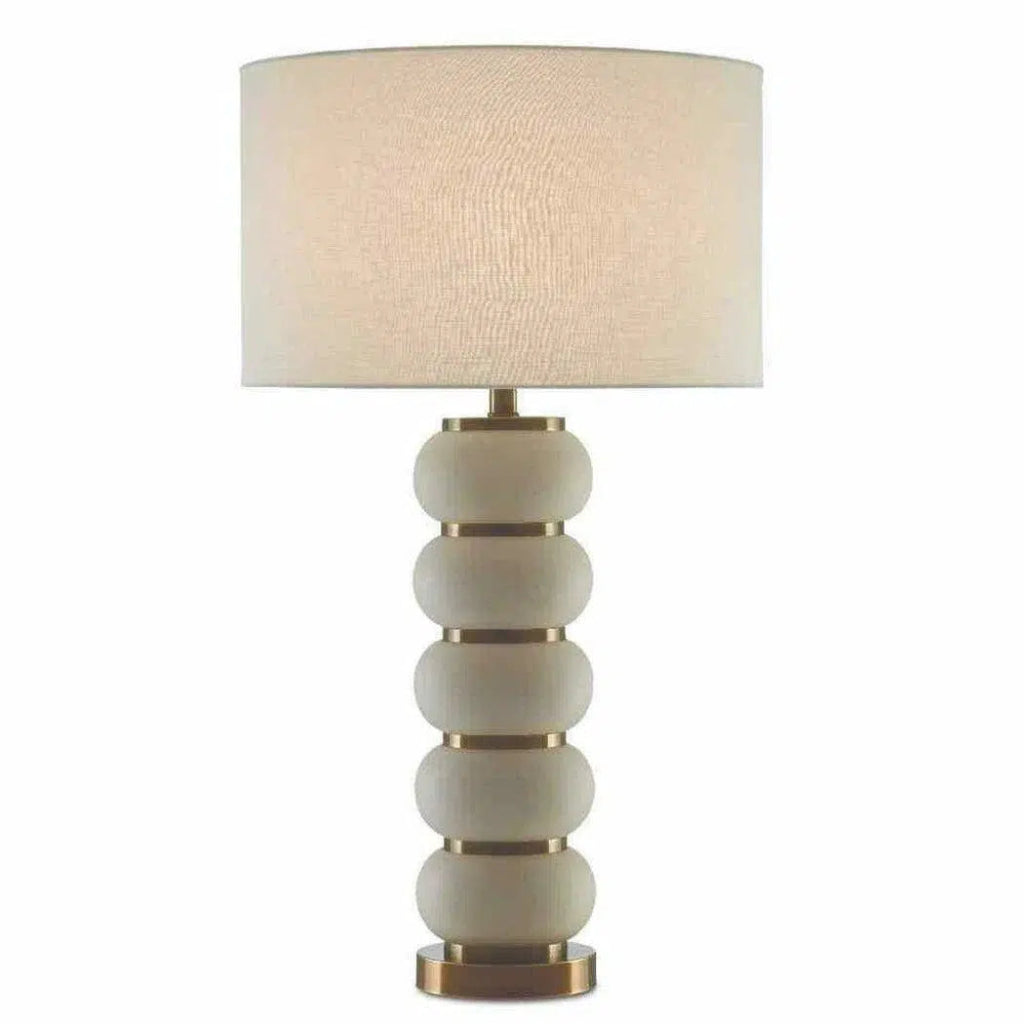 White Mud Antique Brass Luko Table Lamp - LOOMLAN - Currey & Co - Table Lamps