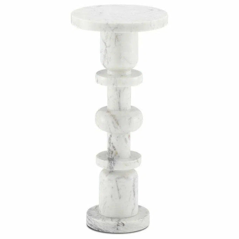 White Sasha White Drinks Table - LOOMLAN - Currey & Co - Side Tables