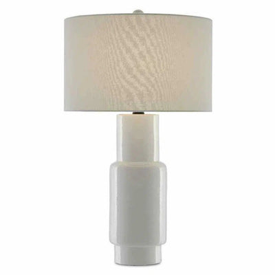 White Satin Black Janeen White Table Lamp - LOOMLAN - Currey & Co - Table Lamps